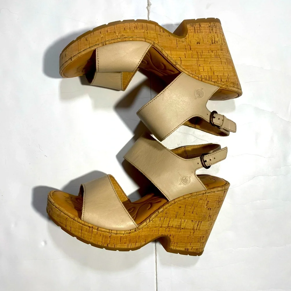 Born Women's Nude Cork Platform Sandals